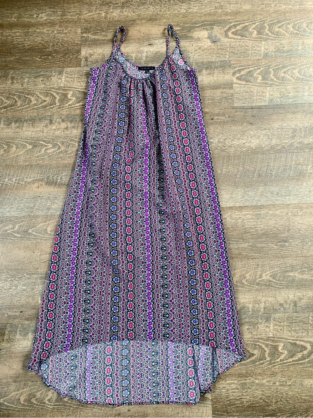 Sanctuary Spaghetti Strap  Printed Maxi Dress in Purple and Pink